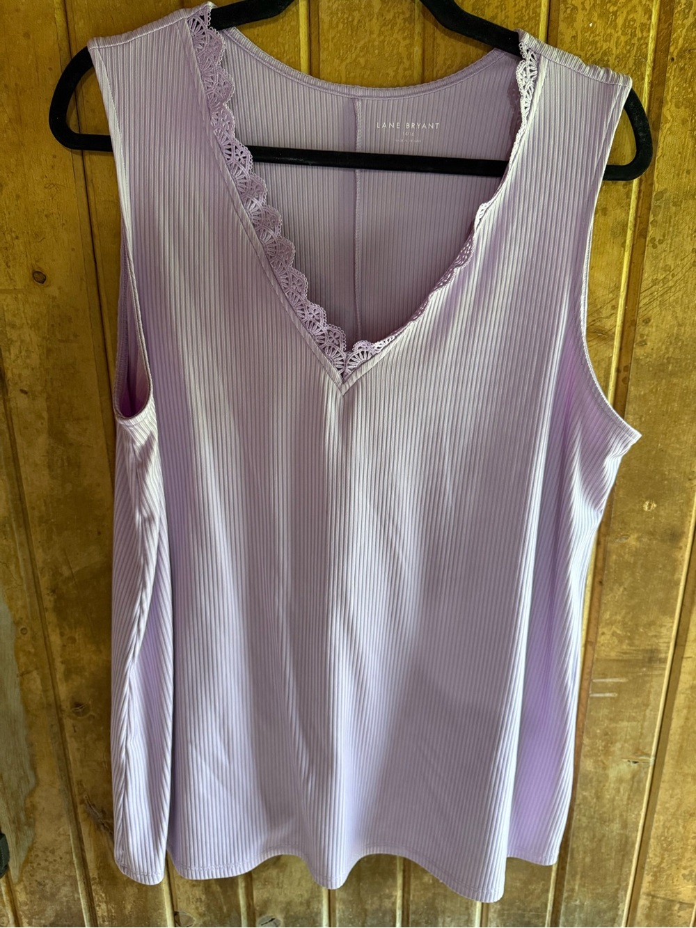 Lane Bryant Lilac Lace-Trim V-Neck Sleeveless Top 14/16